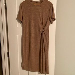 Midi-Length Knotted Waist Knit Dress-Maternity